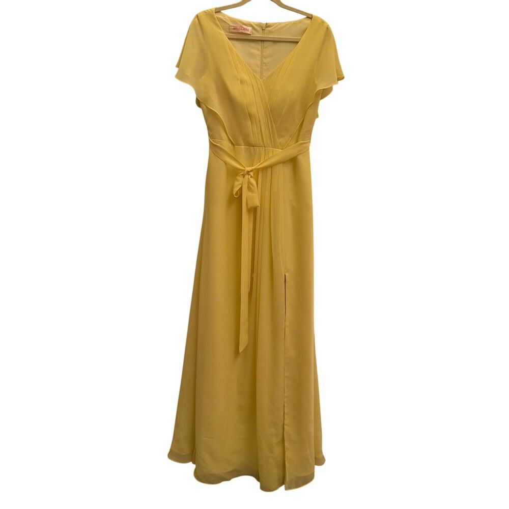 JJs House Yellow Chiffon Dress Women's Size 6 Bridesmaid Wedding Ball Gown Event